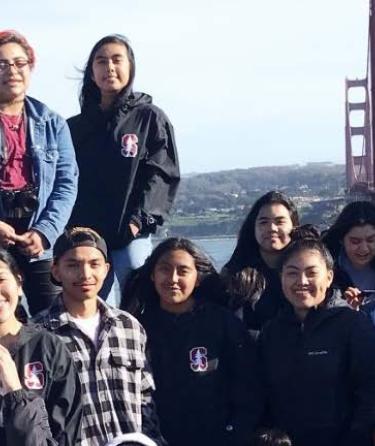 Group picture of Upward Bound 2019 at the Golden Gate Bridge in San Francisco