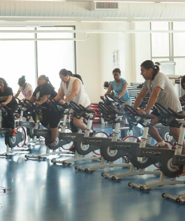 Students in Spinning Session