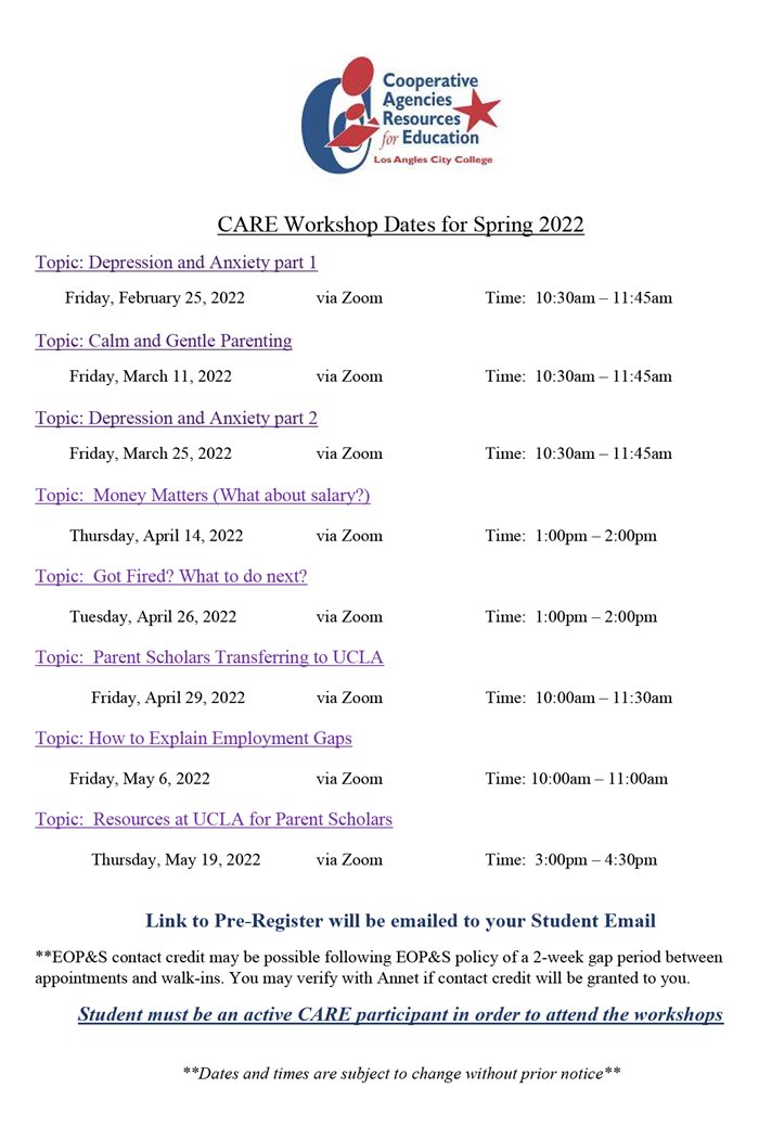 Care Events Spring 2022 Image