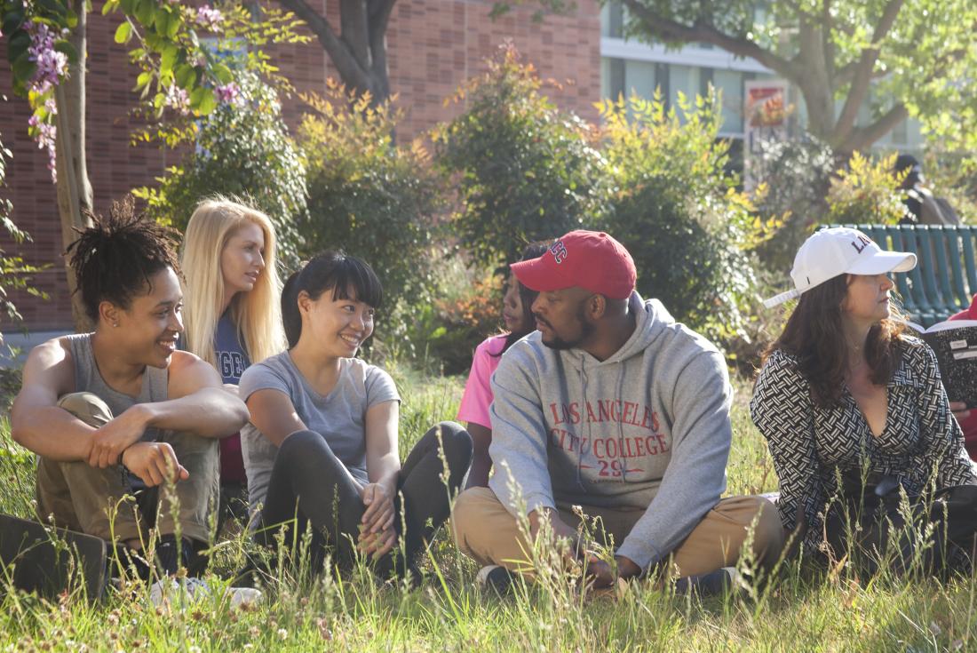Students Talking in the Garden