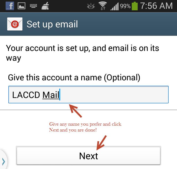 Screenshot of Set Up Email