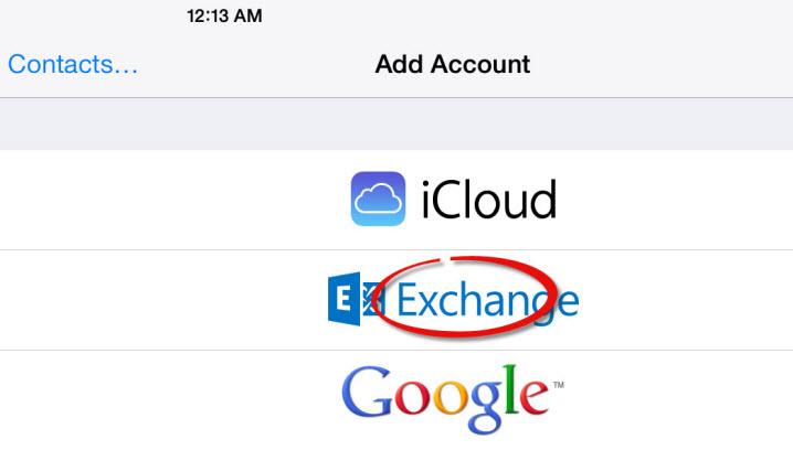Screenshot of Add Account Exchange