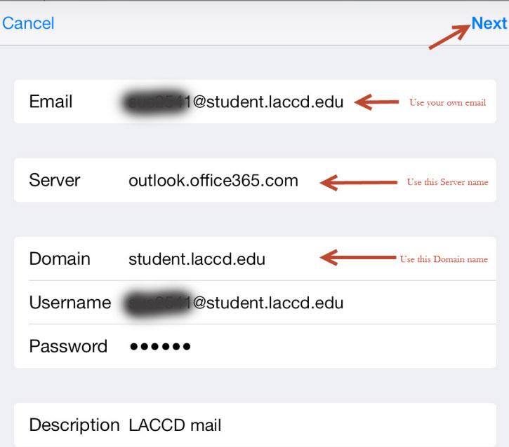 Screenshot of Email Server and Username