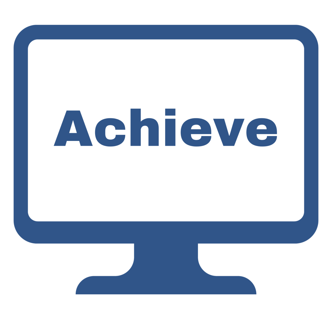 Computer screen with the word "Achieve"