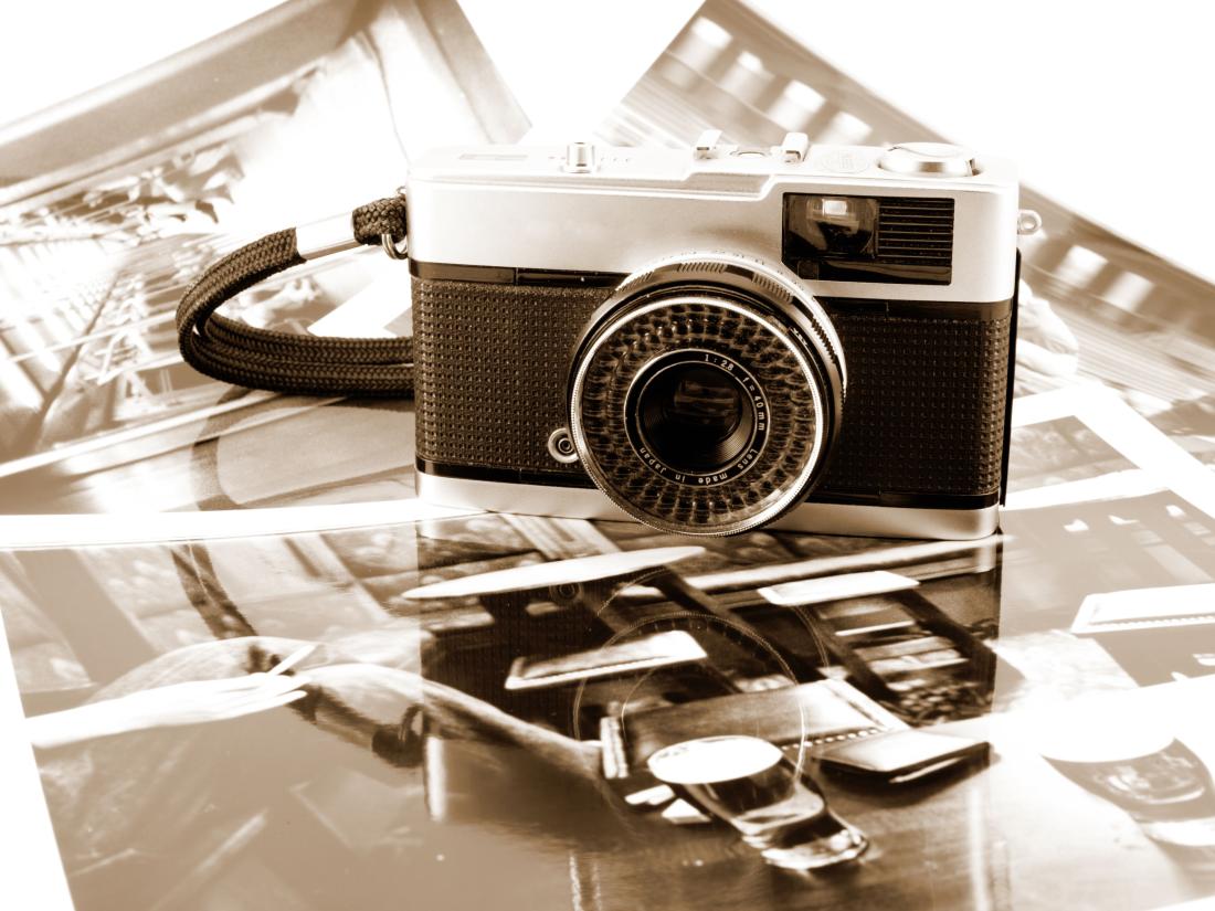 Film photography camera in black and white